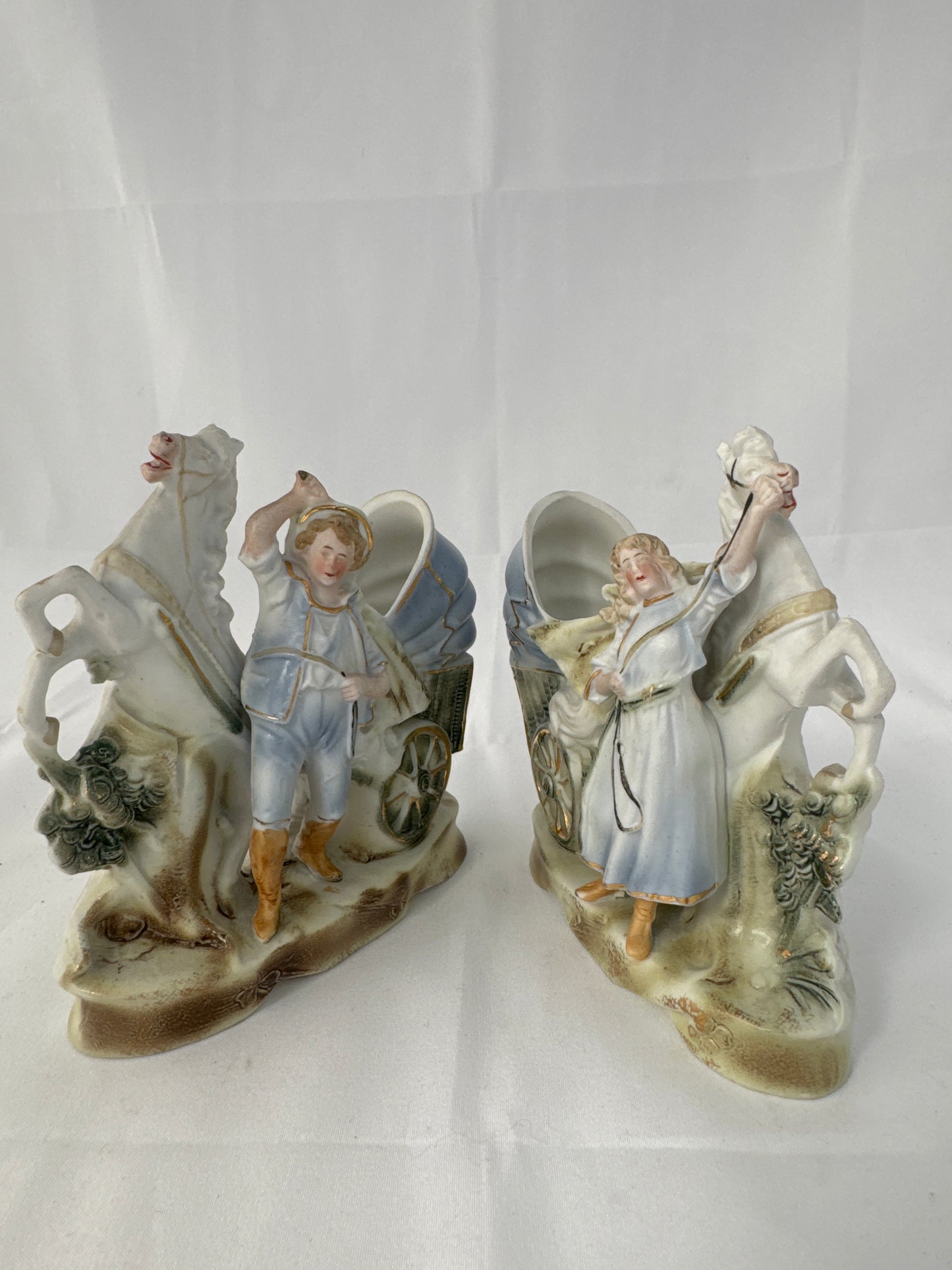 
                  
                    Antique Pair German Bisque Porcelain Boy and Girl with Horse Drawn Carriage (20431)
                  
                