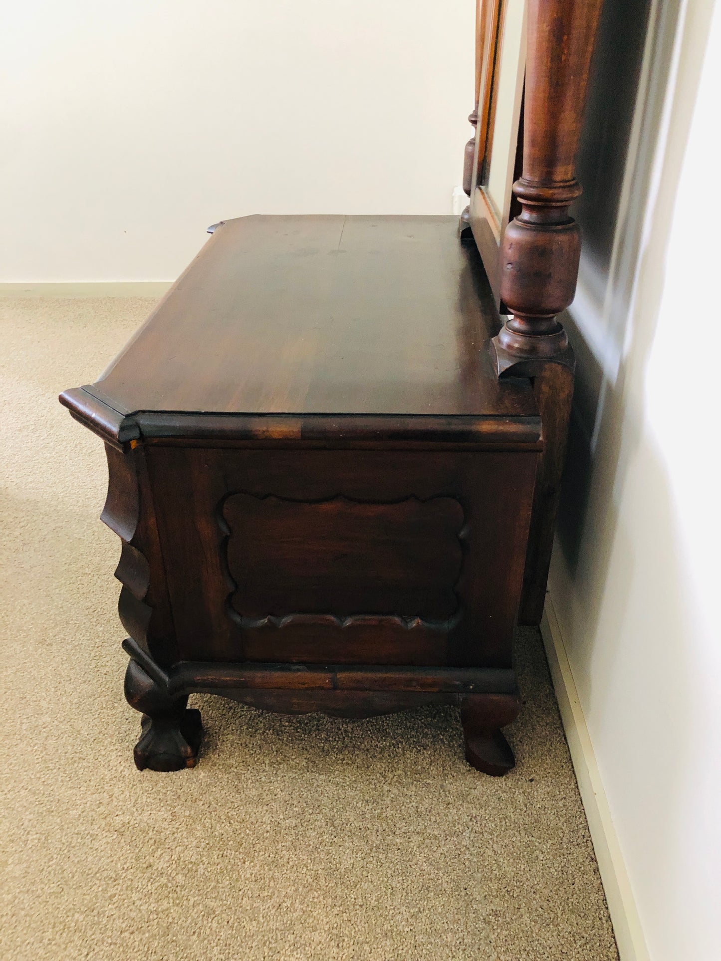 
                  
                    Black Teak or Black Stinkwood Low Dresser with Cheval Mirror (21804)
                  
                