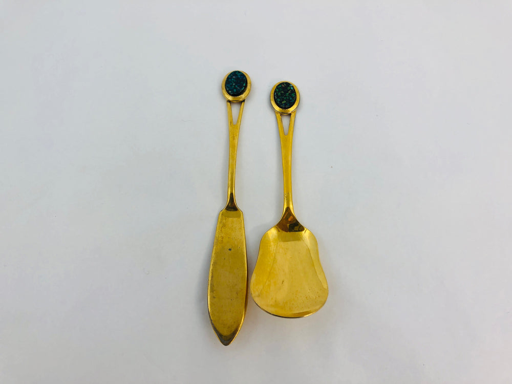 Vintage Paua Shell, Spoon & Knife (21326)