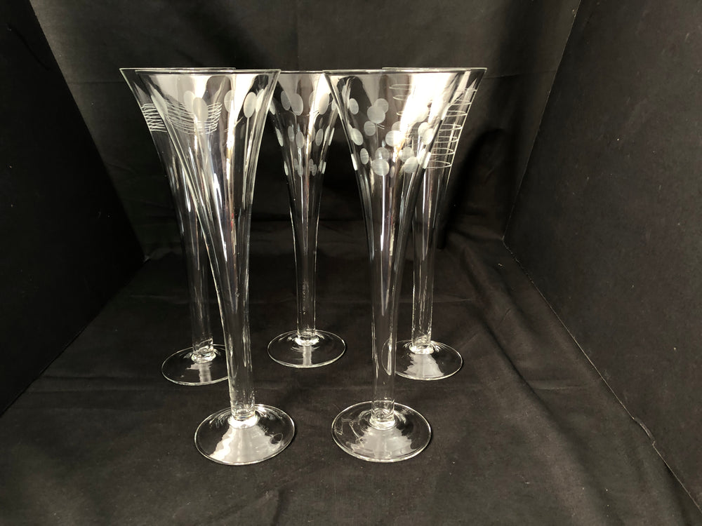 Etched Champagne Flutes x 5 (20154)