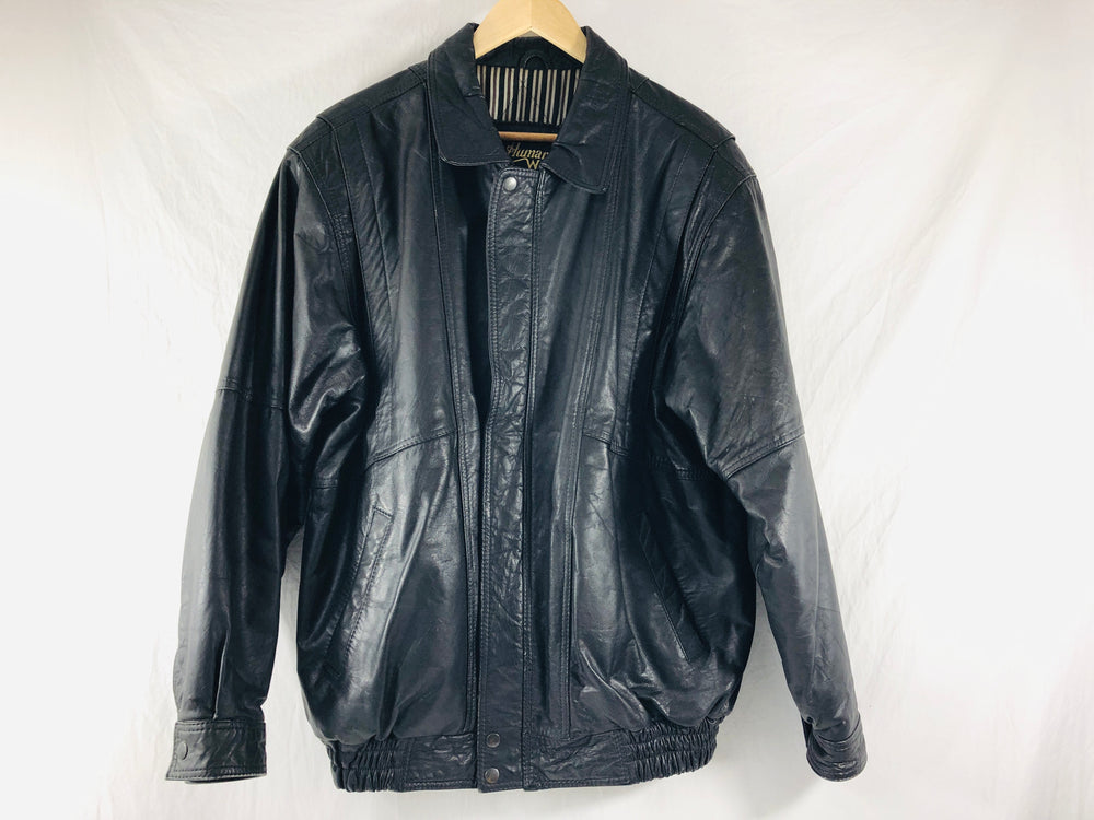 Vintage Genuine Black Leather Jacket - NEPAL (21685)