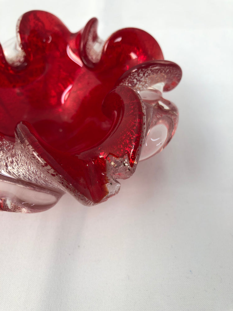 
                  
                    Murano - Art Glass Red/Silver Ashtray (20112)
                  
                