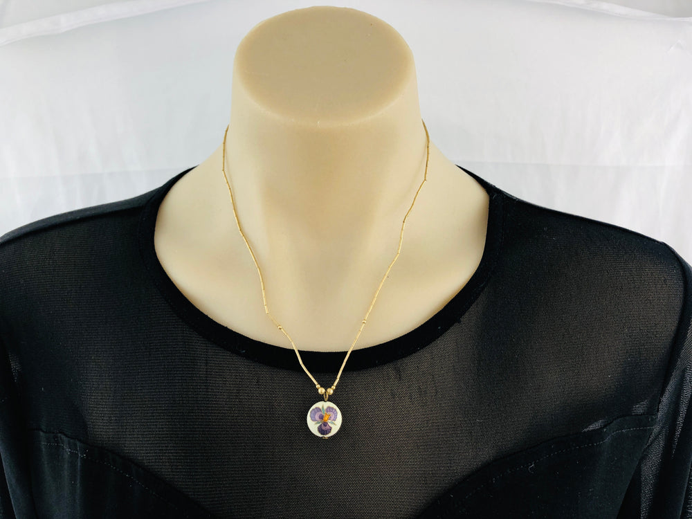 Rolled Gold Tube Necklace with Pendent (21598)