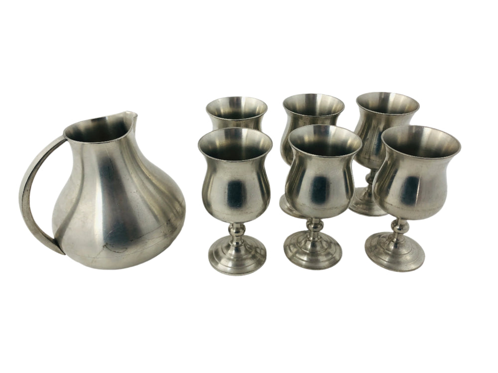 Mid Century Pewter Decanter Goblet Set - Selangor (21272)