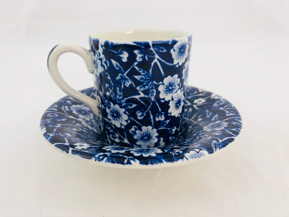 Vintage Calico Blue - Burleigh Coffee Cup and Saucer (21752)