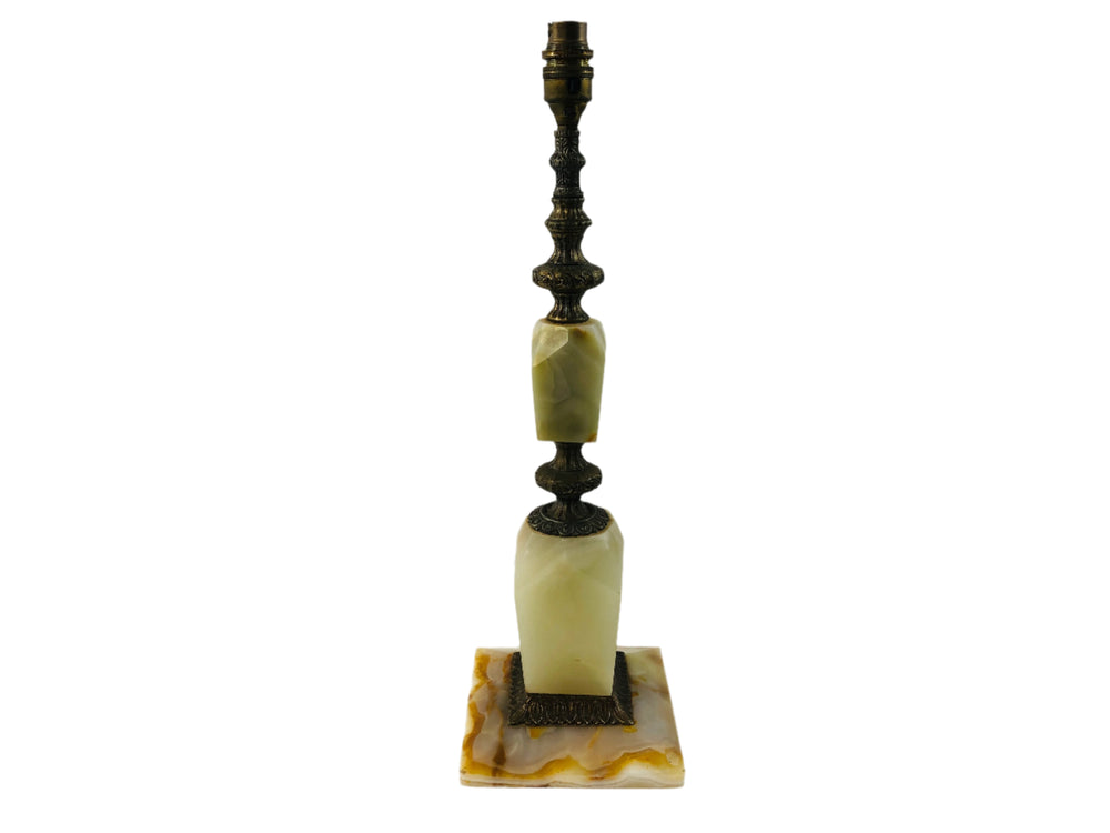 Large Vintage Brass and Onyx Table Lamp (20555)