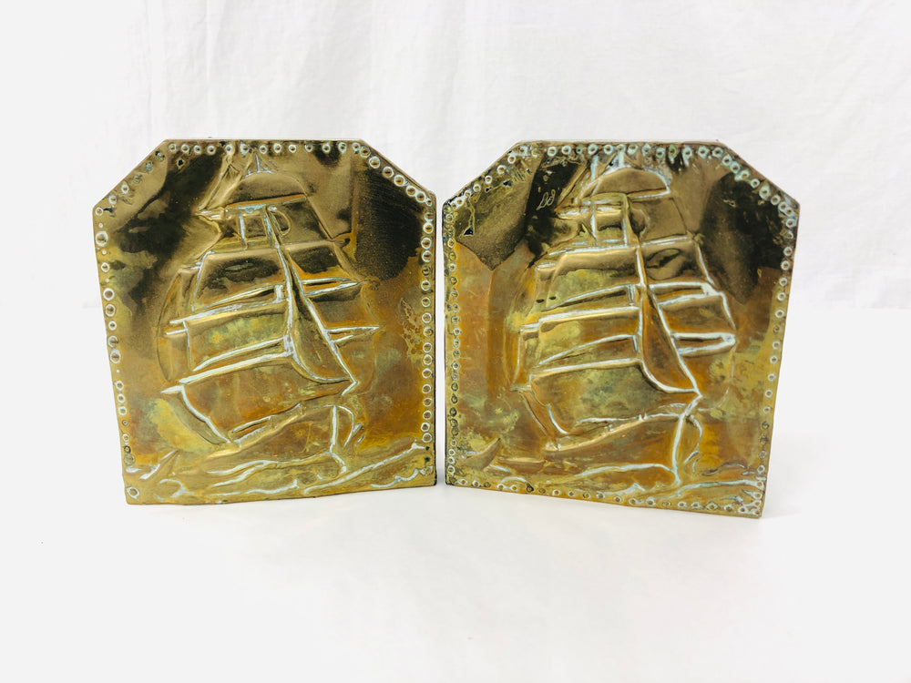 Bookends -Repoussé Brass- Sailing Ship (21587)