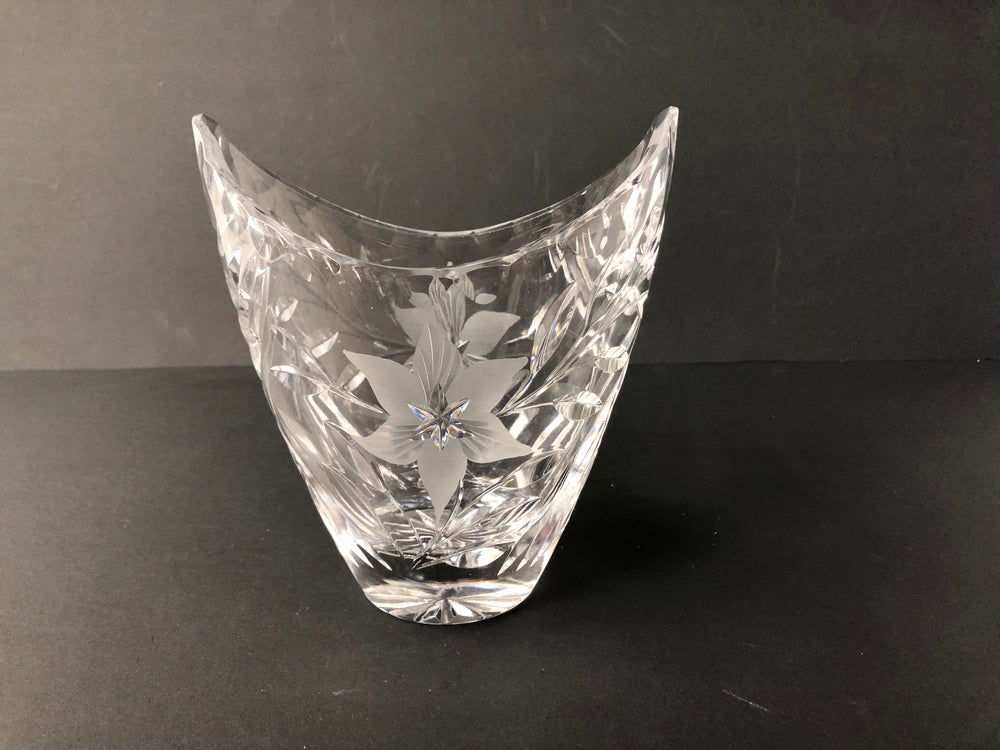 Vintage Stunning Crystal Boat Vase (15144)