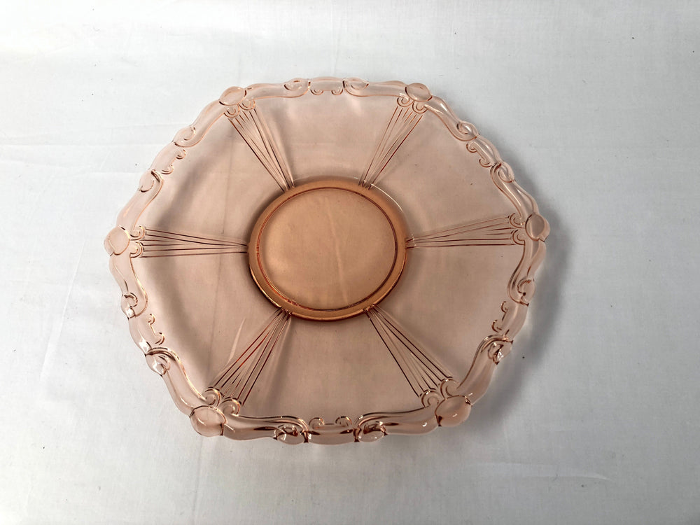 Vintage / Retro Pink Depression Glass Plate (15172)