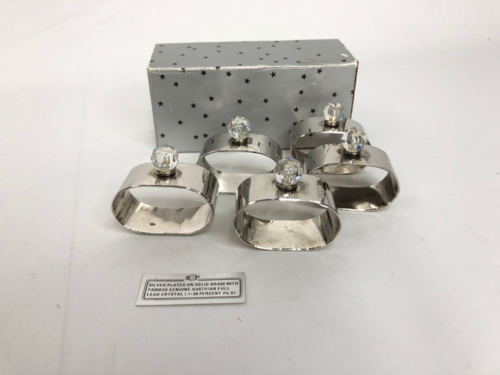 
                  
                    Vintage Napkin Rings with Lead Crystal x 5 (15300)
                  
                