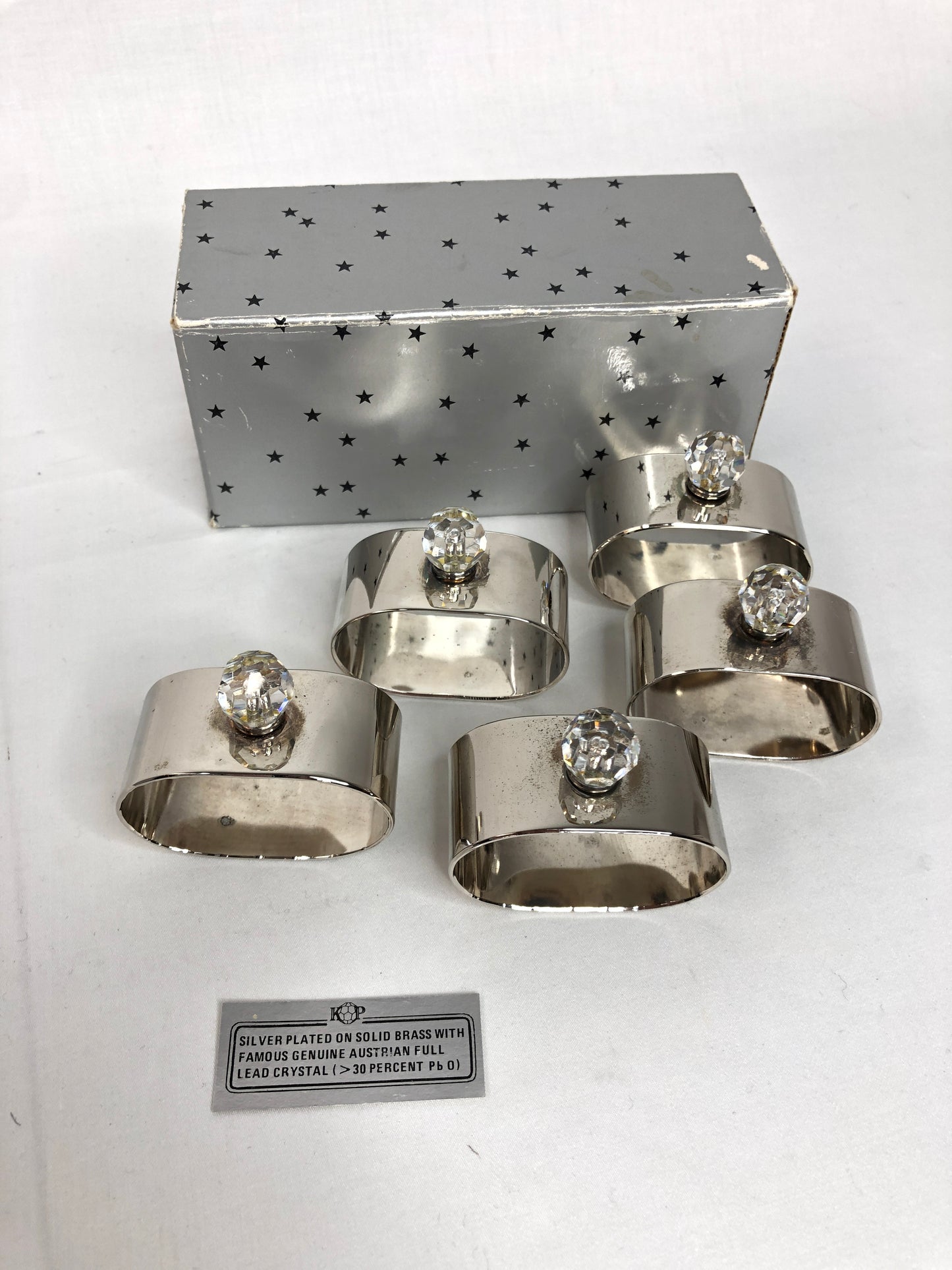 
                  
                    Vintage Napkin Rings with Lead Crystal x 5 (15300)
                  
                