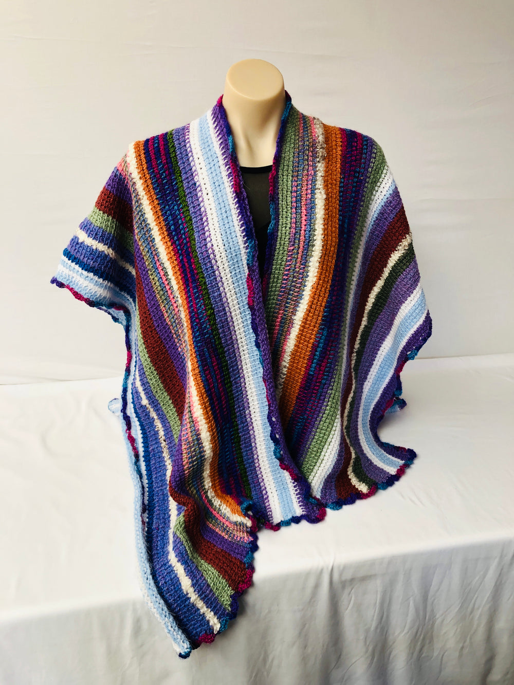 Knitted Vibrant Split Shawl (17300)