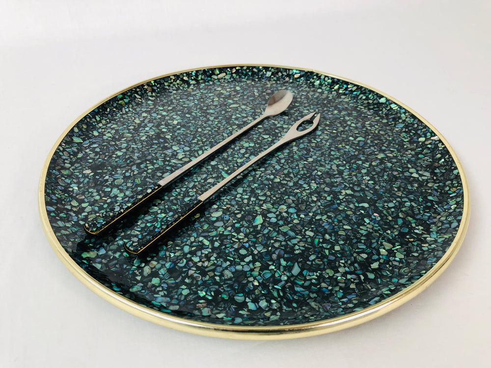 
                  
                    Genuine NZ Paua Plate and Cocktail Tools. (15634)
                  
                