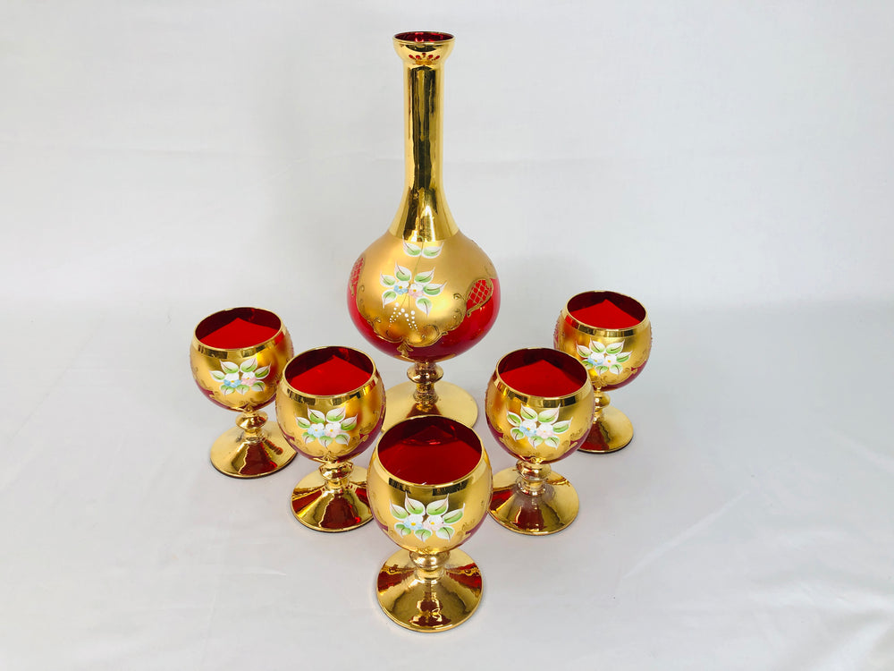 
                  
                    Mid-Century Italian Red/Gold Decanter and Goblets (15831)
                  
                