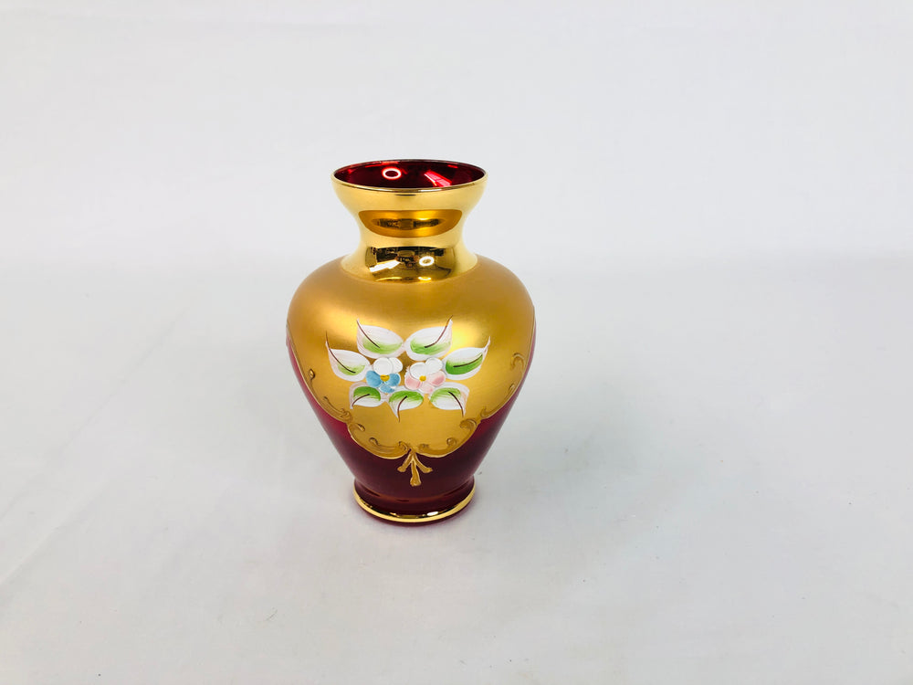 Mid Century Italian Red/Gold Vase (15836)