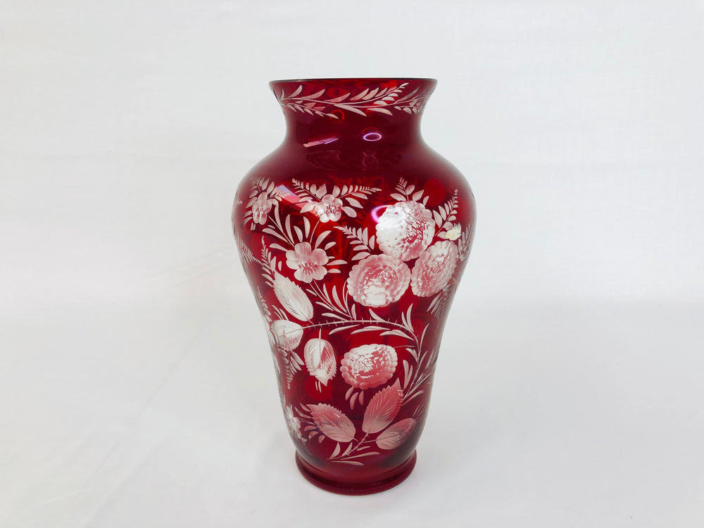 Vintage Ruby Red Glass Vase (15829)