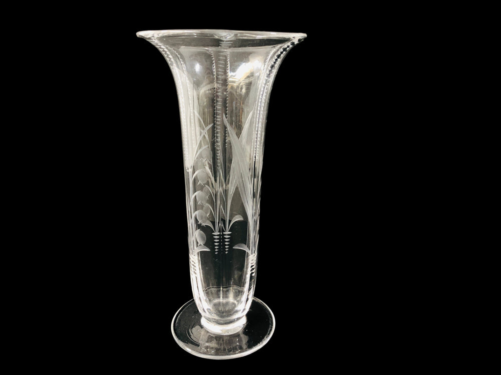 Art Nouveau Crystal Clear Cut Flute Vase (21819)