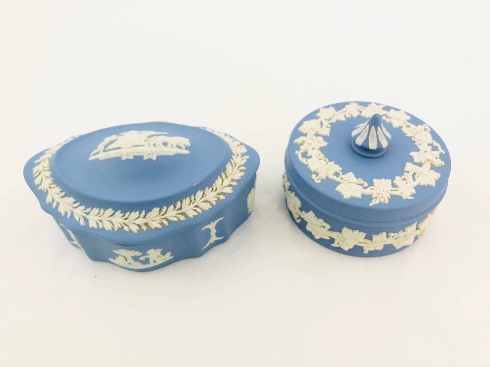 Vintage Wedgewood  -Soft blue Jasperware Jewellery Boxes (21869)