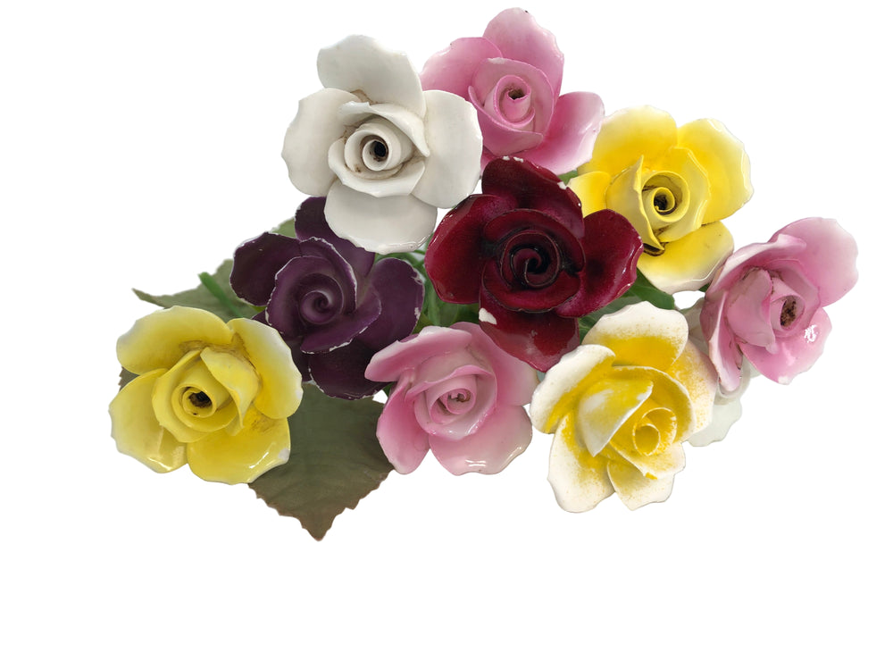 10 x Porcelain Handmade Roses (21905)