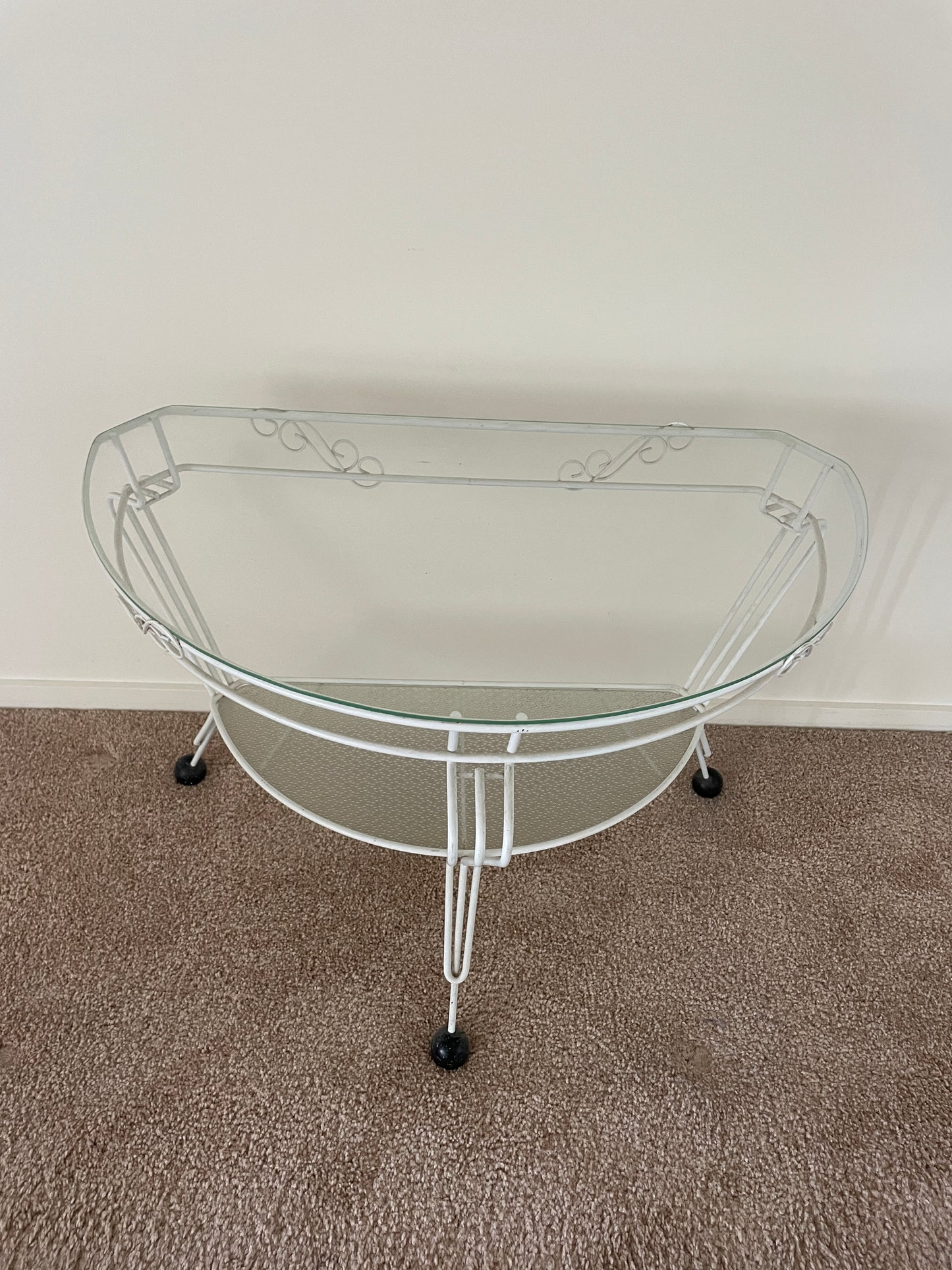
                  
                    Vintage Cute Wrought Iron and Glass Table (15787)
                  
                