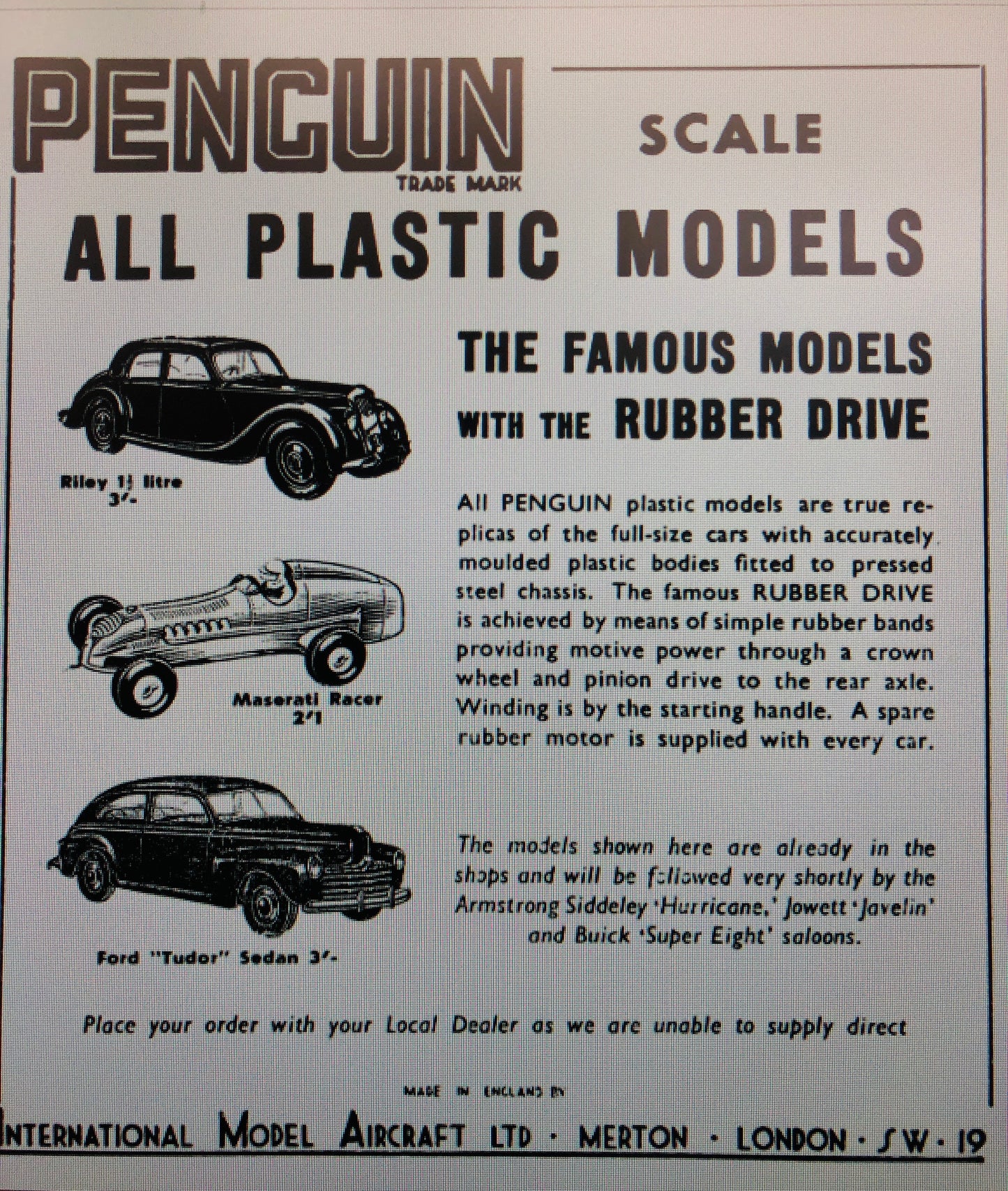 
                  
                    Very Rare Penguin- Rubberband Drive Wind up Plastic Car -Riley 1 1/2 litre (16066)
                  
                