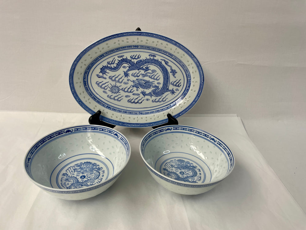 Tienshan Jingdzen Porcelain - Dragon Pattern - Bowls and Serving Plate (16356)
