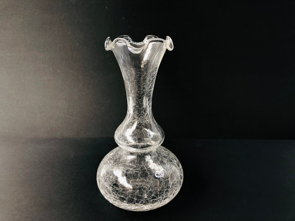 Vintage Clear Glass Crackle Vase (16160)