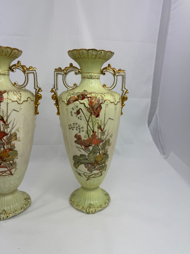 
                  
                    Pair Large Austrian Bohemian Two Handled Vases (21177)
                  
                