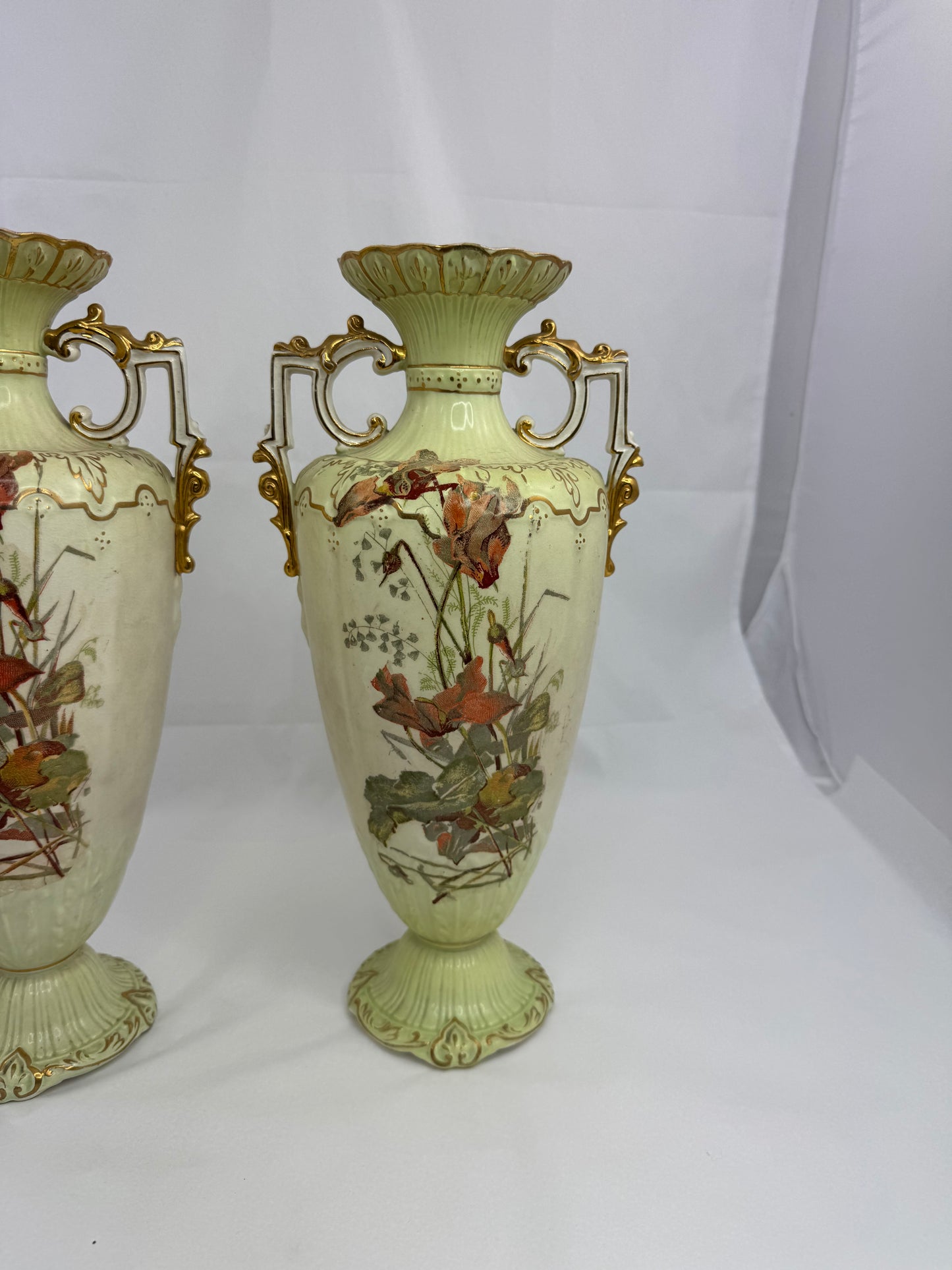 
                  
                    Pair Large Austrian Bohemian Two Handled Vases (21177)
                  
                