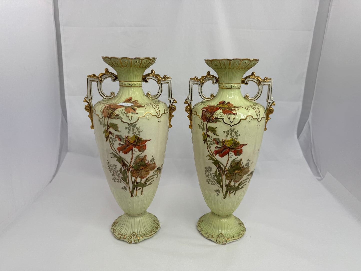 
                  
                    Pair Large Austrian Bohemian Two Handled Vases (21177)
                  
                