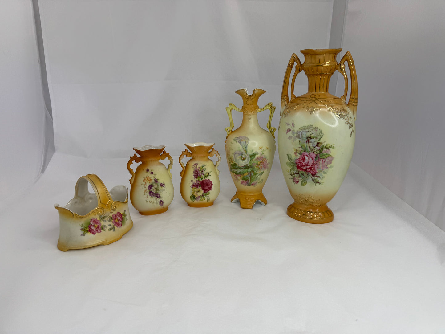 
                  
                    Five Austrian Two Handled Vases and Basket (21181)
                  
                