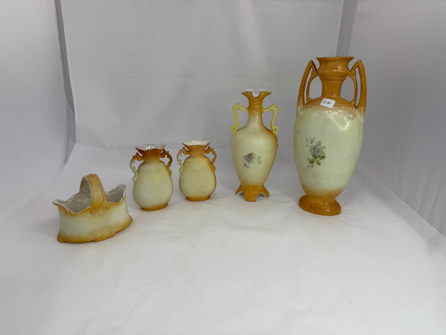 
                  
                    Five Austrian Two Handled Vases and Basket (21181)
                  
                
