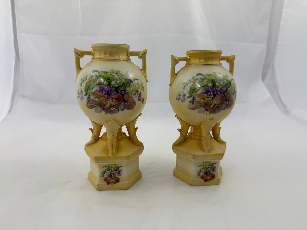 Two Matching Amphora Austrian Porcelain Vases (21186)