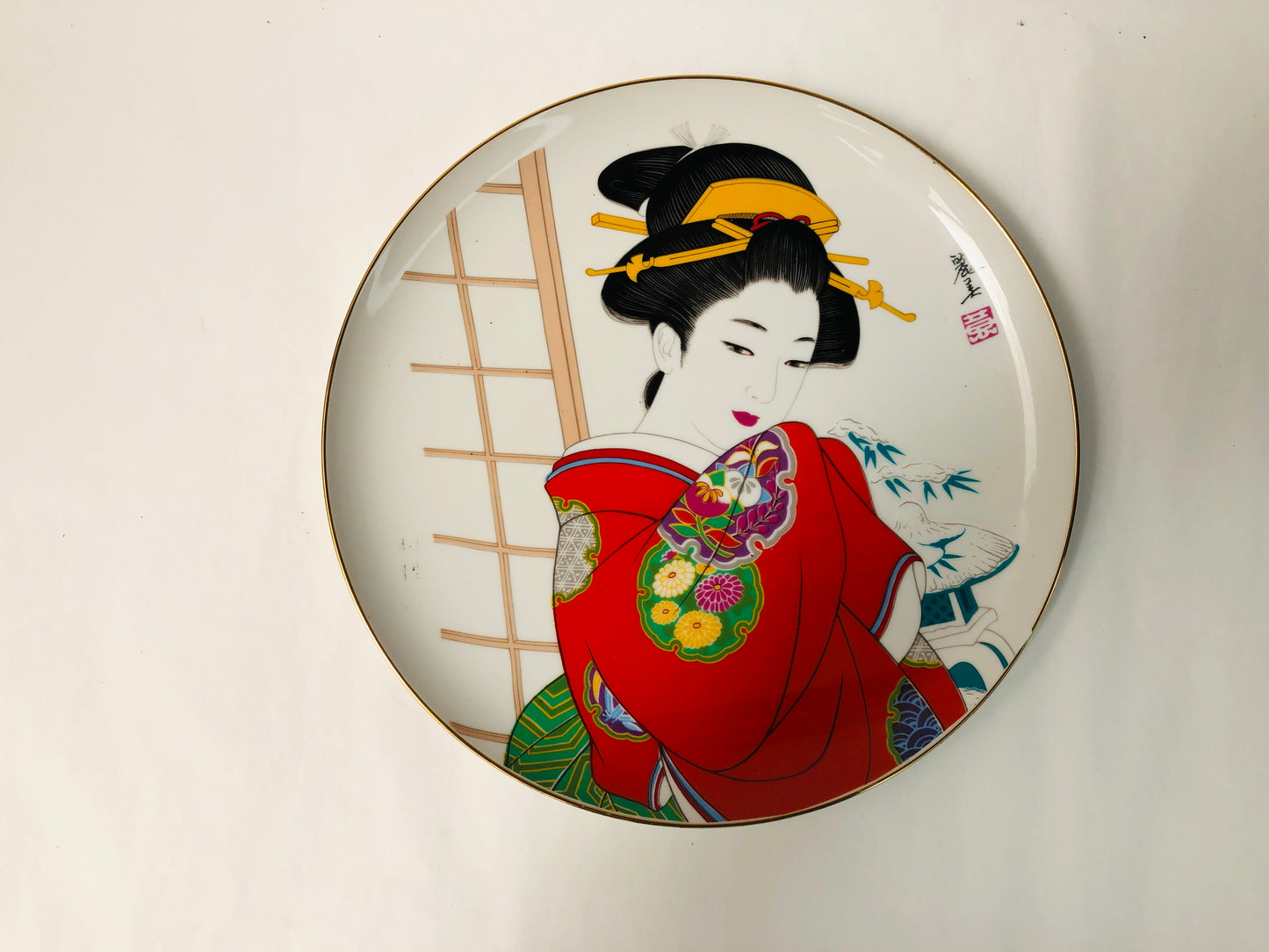 
                  
                    Vintage Japanese Geisha Porcelain Plate with Gold Trim (16506)
                  
                
