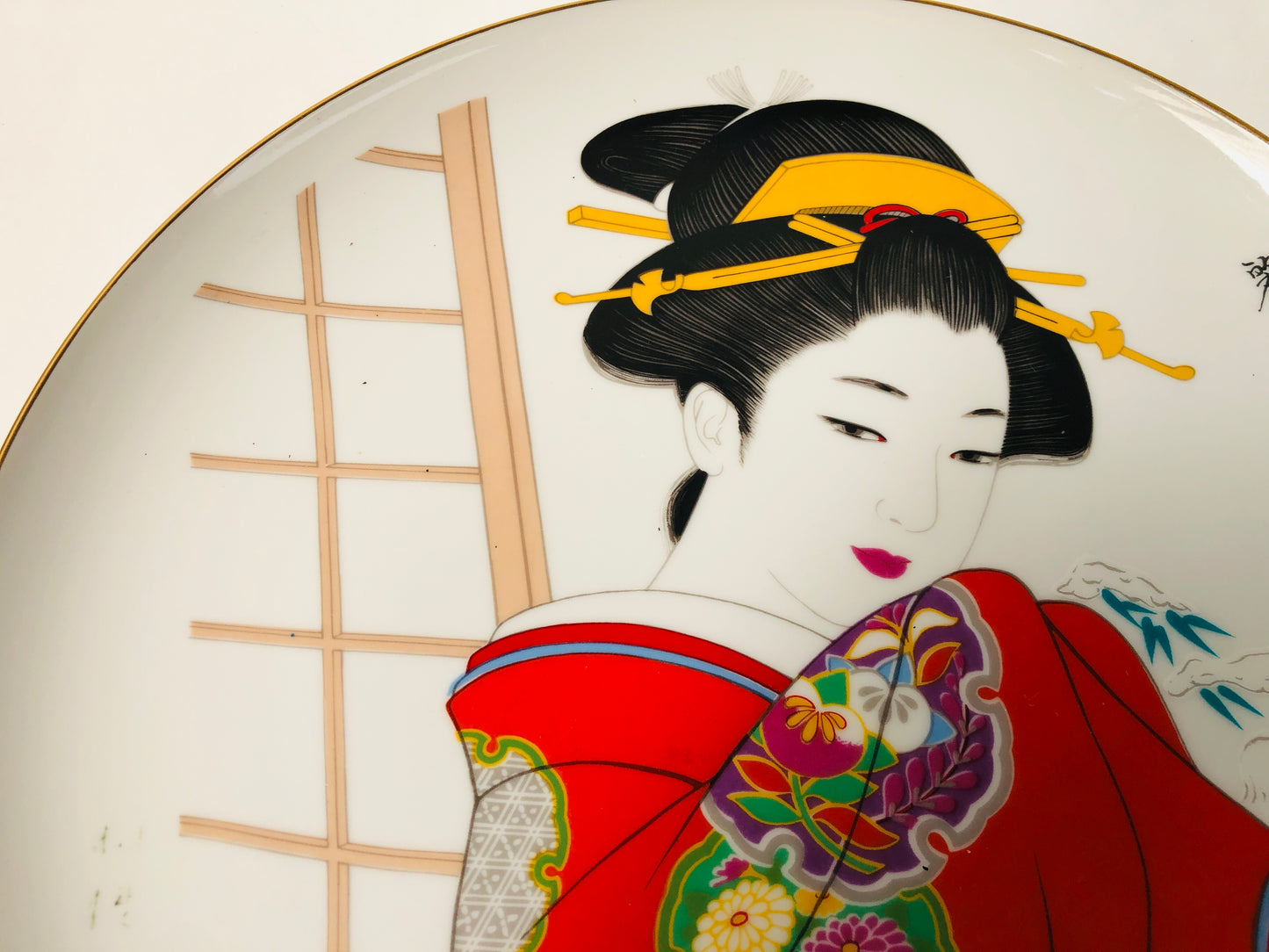 
                  
                    Vintage Japanese Geisha Porcelain Plate with Gold Trim (16506)
                  
                