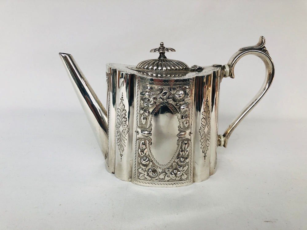Vintage Sheffield Ornately Engraved Teapot (14636)