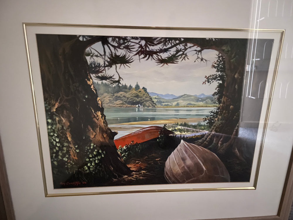 
                  
                    F2 - Roy Cunliffe - "The Red Boat" Whitianga - Watercolour (17162)
                  
                