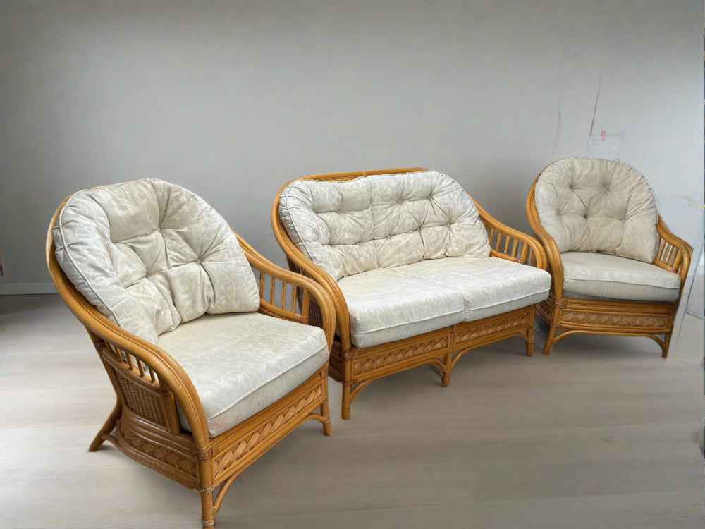 Vintage Gary Masters Cane / Rattan Lounge Suite (17190)