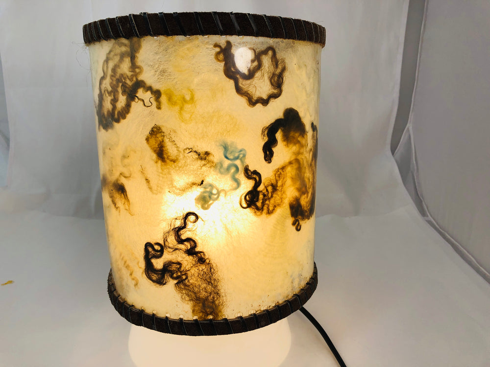 Natural Look Lamp Shade - Wool inlay and Leather (21912)
