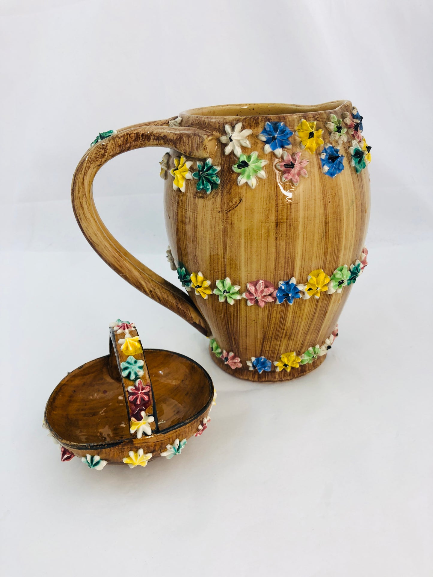 
                  
                    Vintage Fratelli Fanciullacci - Paignton - Italian Ceramic Jug and Basket (21906)
                  
                