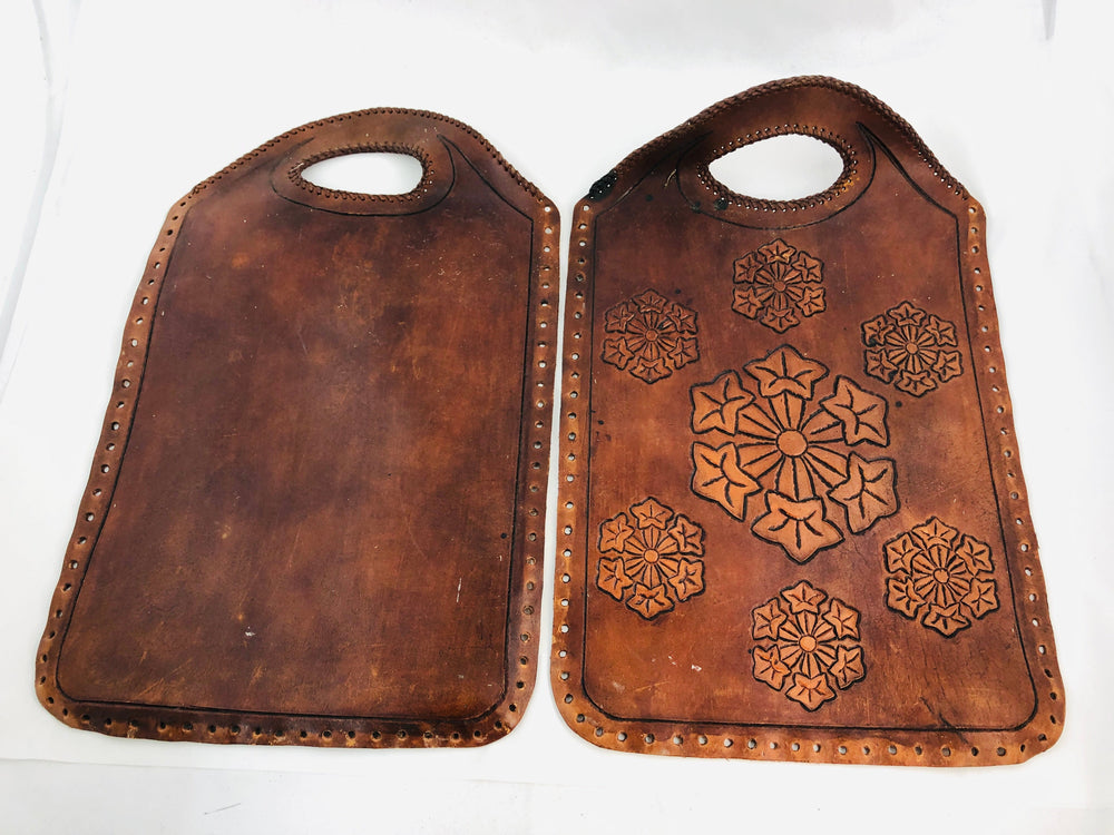 Vintage Leather Hand Tooled Bag Frame - Not Stiched (21914)