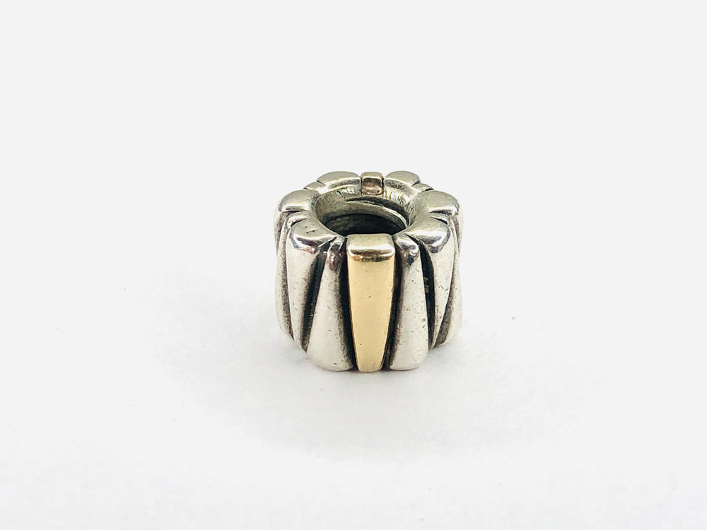 Retired PANDORA 14kt GOLD & Silver Charm | Triangles #790357 (13589)