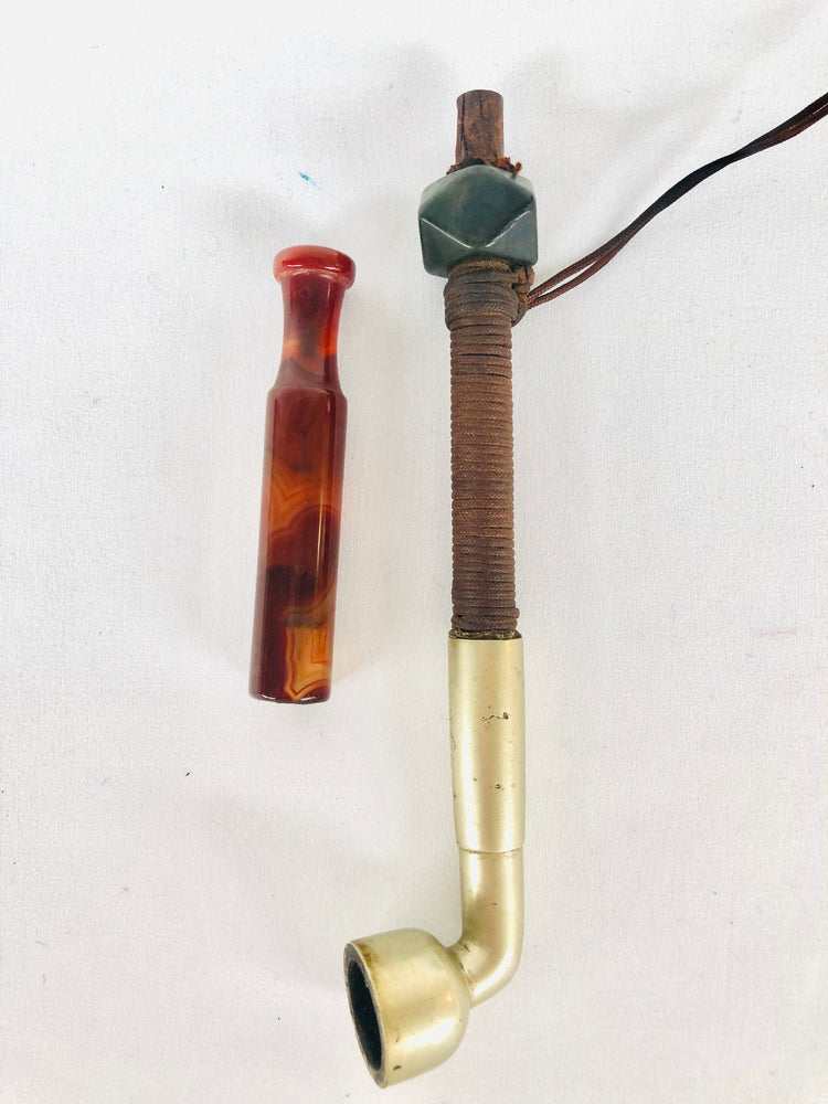 
                  
                    Chinese Smoking Pipe with Carnelian Mouthpiece & Pouch (14131)
                  
                