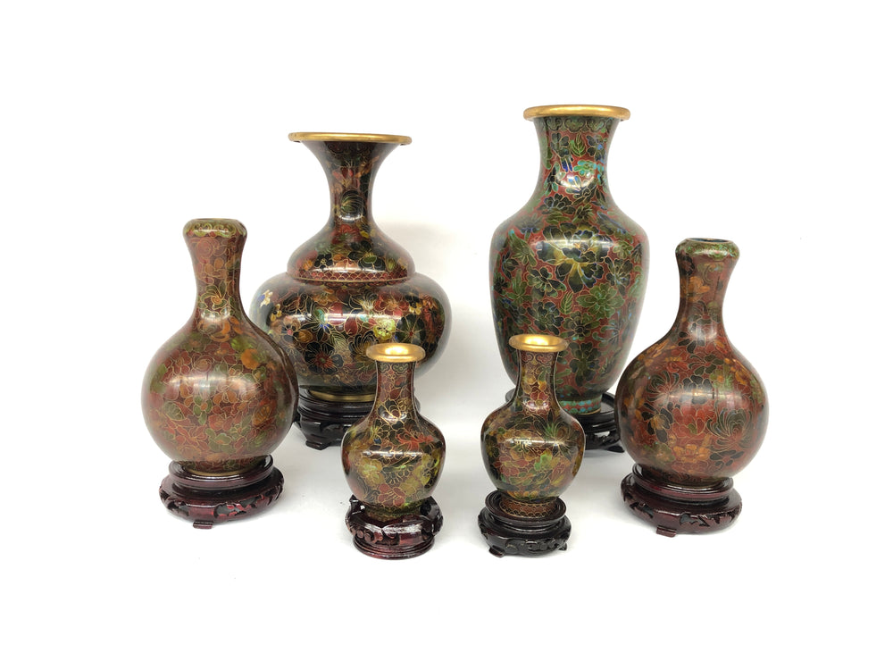 
                  
                    Collection of 6 Cloisonne Vases on Stands (14469)
                  
                